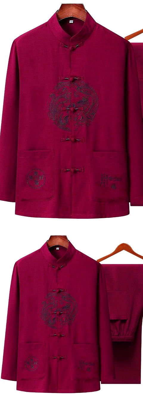 Dragon-phoenix Embroidery Long-sleeve Mandarin Suit (RM)