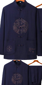 Dragon-phoenix Embroidery Long-sleeve Mandarin Suit (RM)