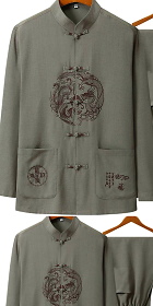 Dragon-phoenix Embroidery Long-sleeve Mandarin Suit (RM)