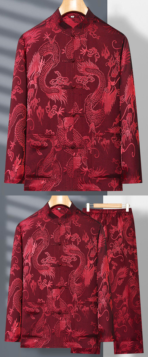 Shadow Dragon Jacquard Mandarin Suit (RM)