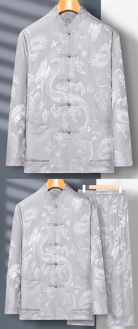 Shadow Dragon Jacquard Mandarin Suit (RM)