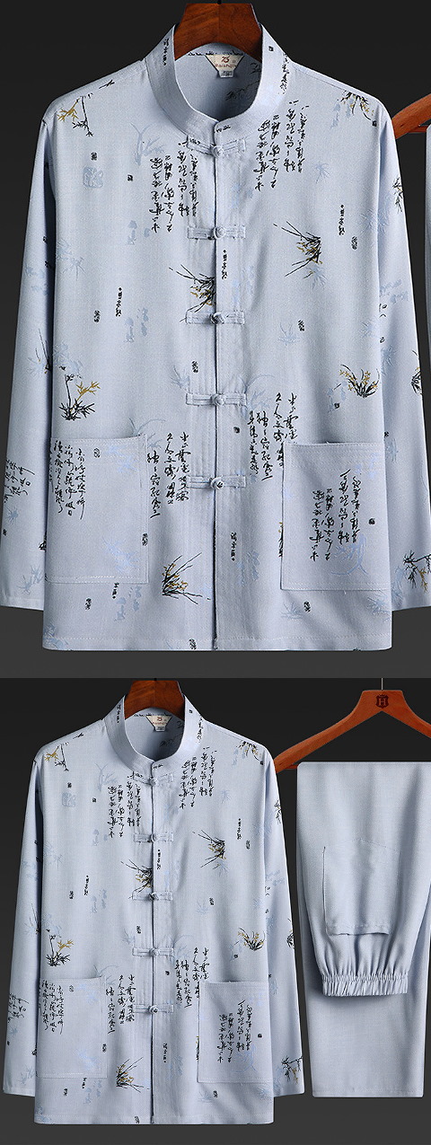 Bamboo Linen Long-sleeve Mandarin Suit (RM)