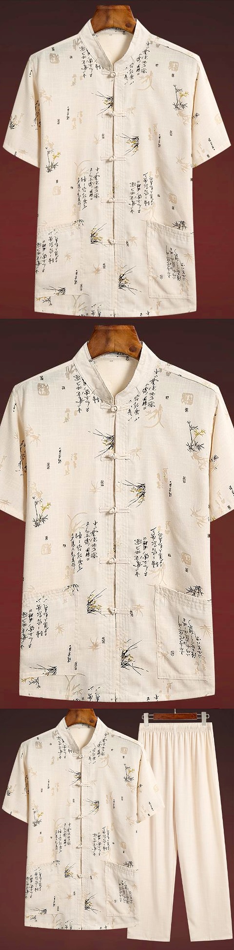 Bamboo Linen Short-sleeve Mandarin Suit (RM)