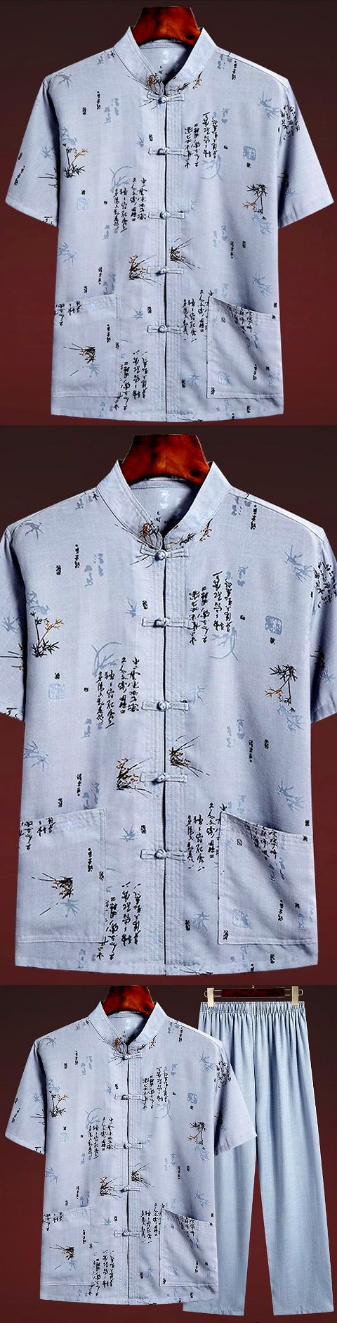 Bamboo Linen Short-sleeve Mandarin Suit (RM)