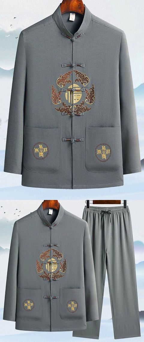 Fu Embroidery Long-sleeve Mandarin Suit (RM)