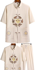 Fu Embroidery Short-sleeve Mandarin Suit (RM)
