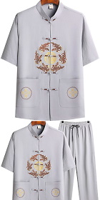 Fu Embroidery Short-sleeve Mandarin Suit (RM)