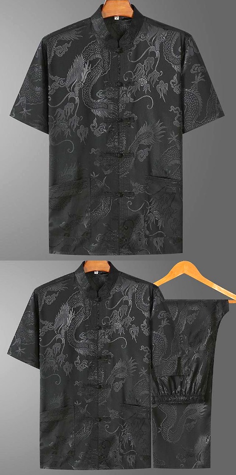 Shadow Dragon Jacquard Mandarin Suit (RM)