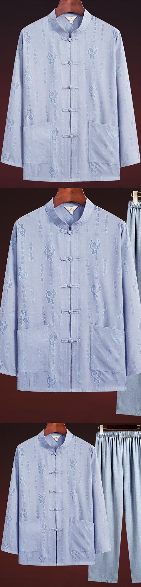 Fu Character Linen Long-sleeve Mandarin Suit (RM)