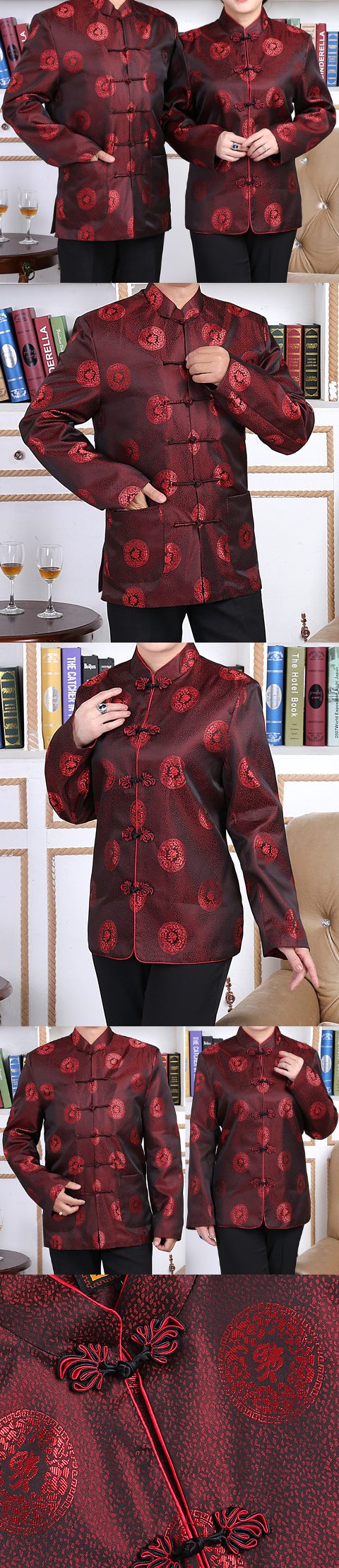 Fu Embroidery Brocade Long-sleeve Mandarin Top (RM)