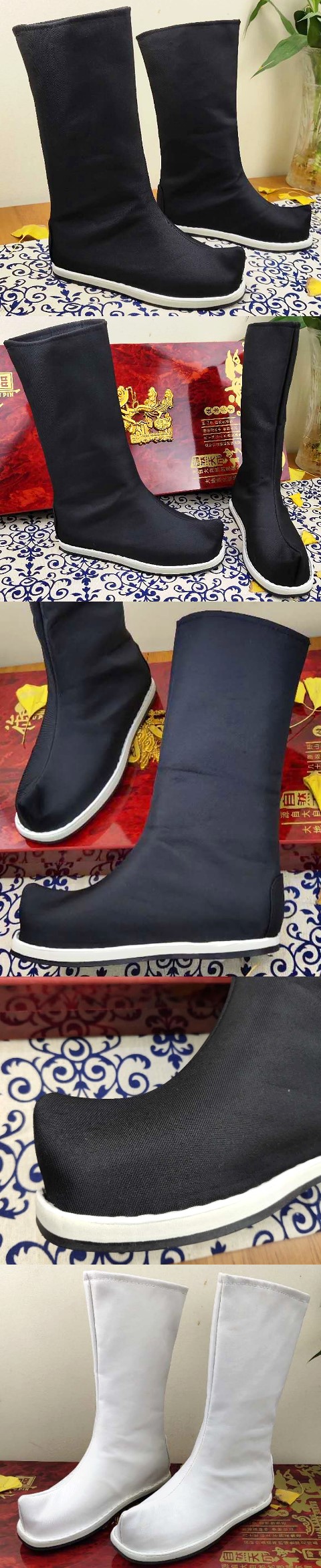 Archaic Han Style Tipping-Head Cloth Boots w/ Rubber sole