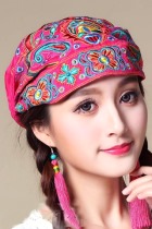 民族風鳳凰刺繡頭巾帽子