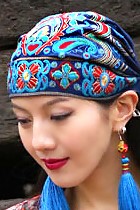 民族風鳳凰刺繡頭巾帽子