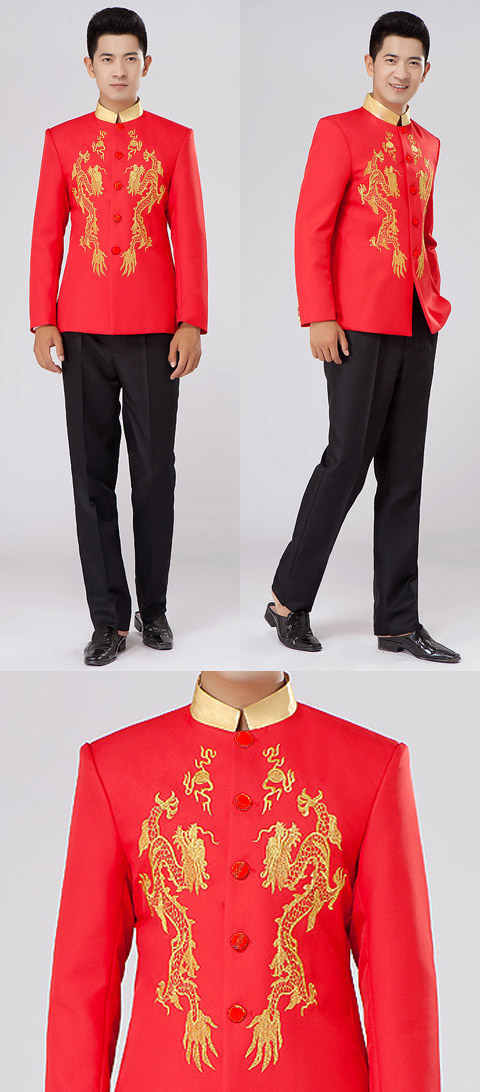 Modernised Mao Suit w/ Dual-dragon Embroidery (RM)