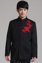 Modernised Mao Suit with Red Embroidery Dragon (RM)