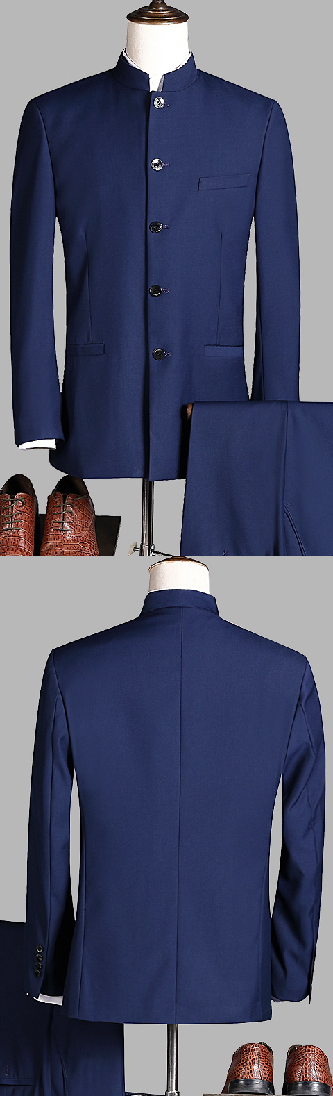 Modernised Snug Fit Mao Suit - Dk Blue (RM)
