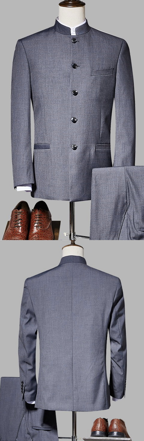 Modernised Snug Fit Mao Suit - Dk Grey (RM)