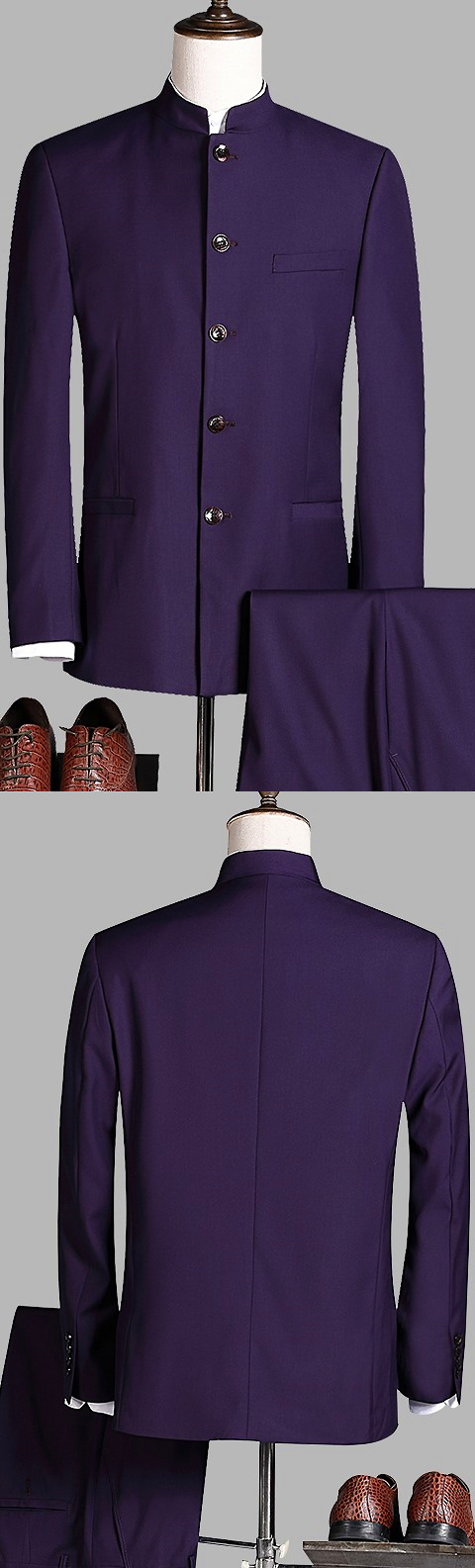 Modernised Snug Fit Mao Suit - Dk Purple (RM)