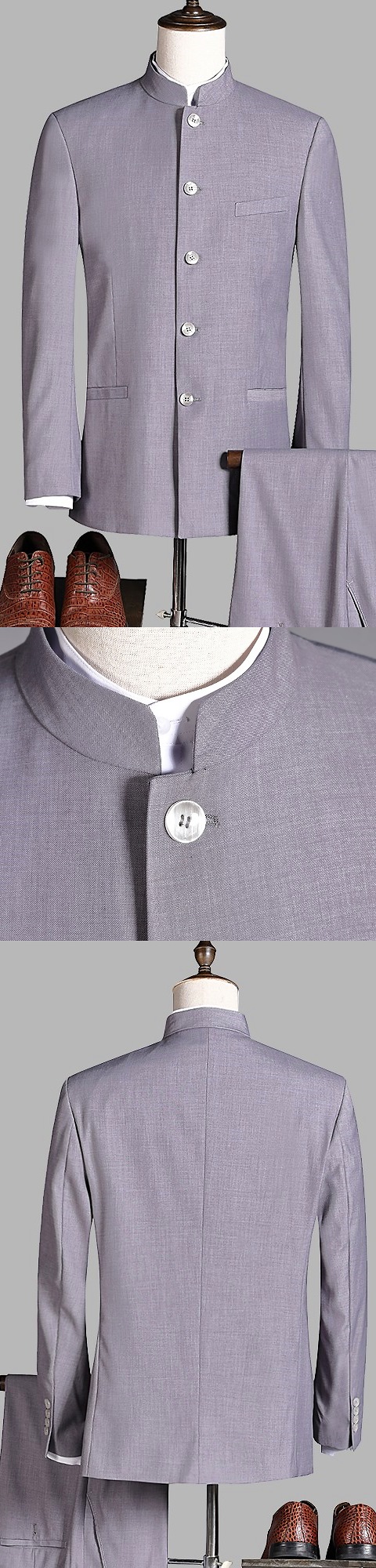 Modernised Snug Fit Mao Suit - Grey (RM)
