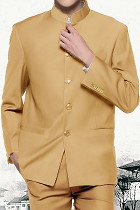 Modernised Snug Fit Mao Suit - Pale Goldenrod (RM)