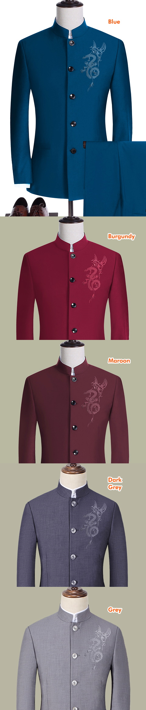 Modernised Mao Suit w/ Dragon Embroidery (RM)