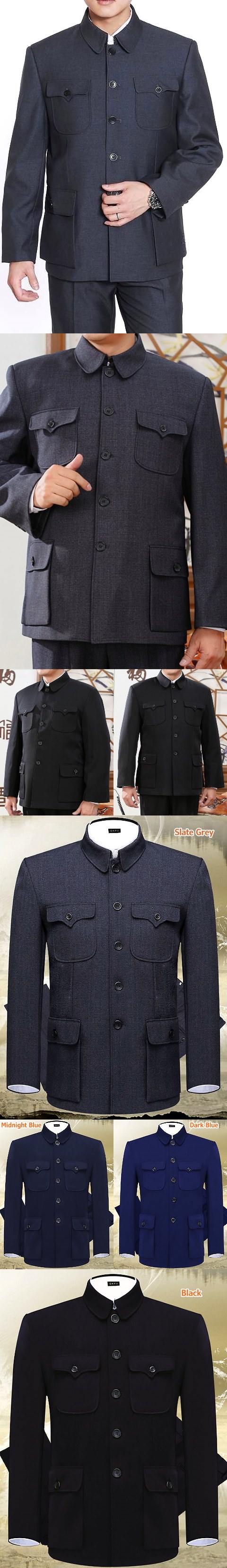 Bargain - Classic Style Mao Jacket (Midnight Blue Size-XL)