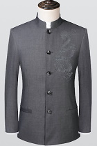 Modernised Snug Fit Mao Jacket w/ Big Dragon Embroidery (RM)
