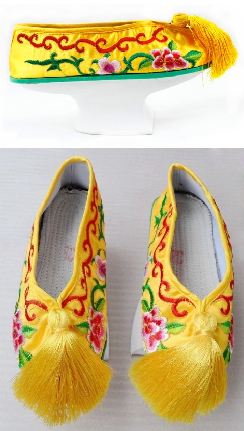 Stage Footwears - Gege Embroidery Shoes with Saucer Sole