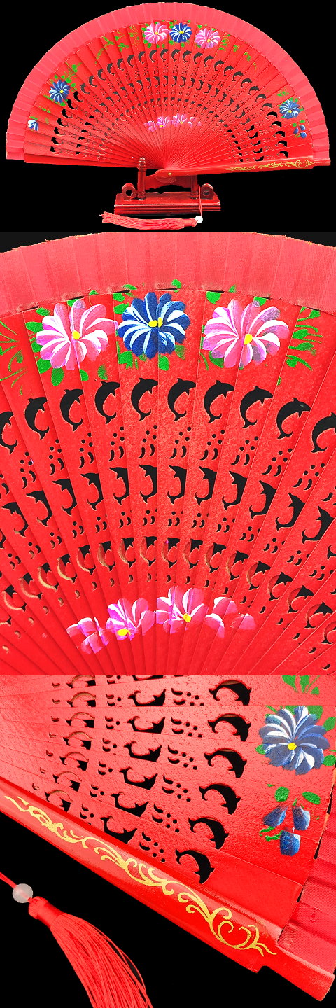 Silk Painting Folding Fan (Multiple Colors)