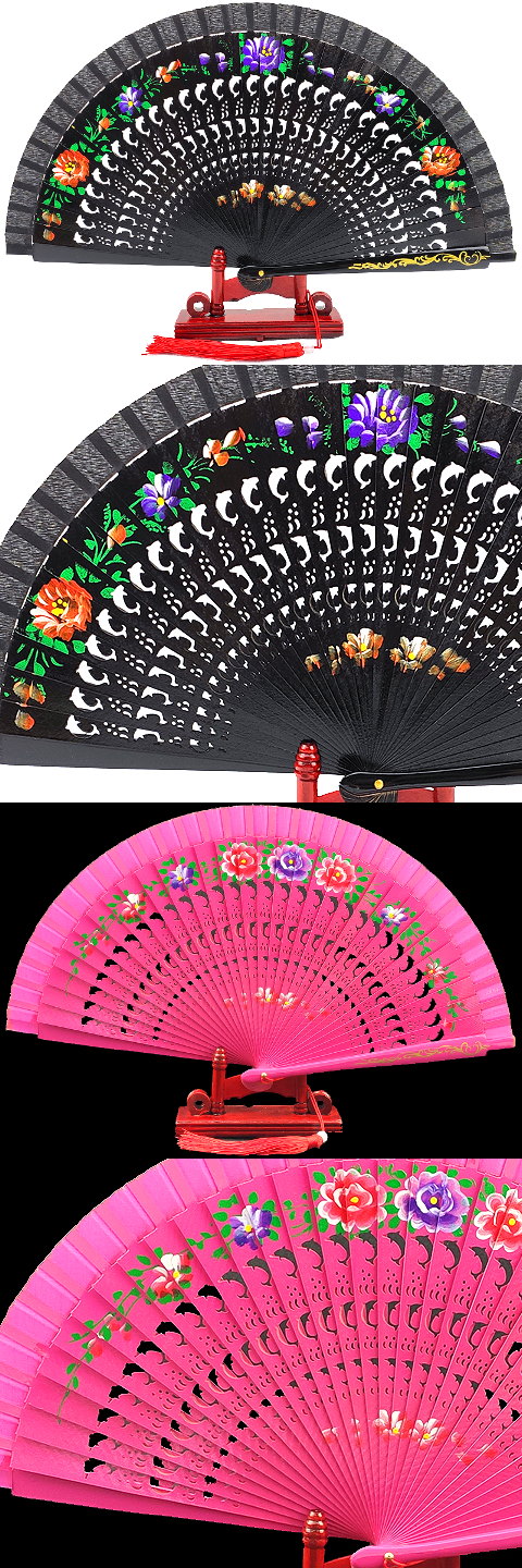 Silk Painting Folding Fan (Multiple Colors)