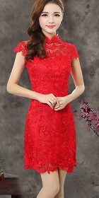 Cup-sleeve Short-length Evening-dress Cheongsam (RM)