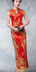 Cup-sleeve Long-length Evening-dress Cheongsam (RM)