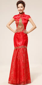 Cup-sleeve Long-length Bridal Cheongsam (RM)