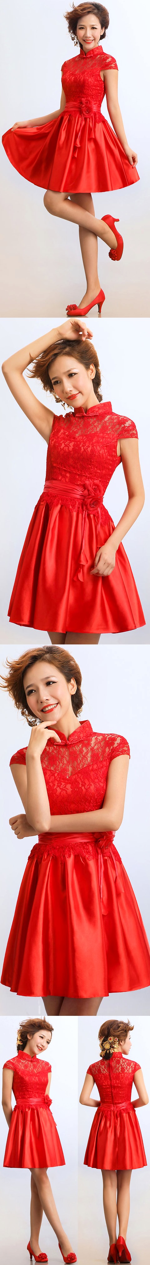Cup-sleeve Short-length Bridal Cheongsam (RM)