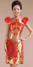 Cup-sleeve Short-length Bridal Cheongsam (RM)