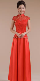 Cup-sleeve Long-length Bridal Cheongsam (RM)