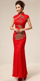 Cup-sleeve Long-length Bridal Cheongsam (RM)