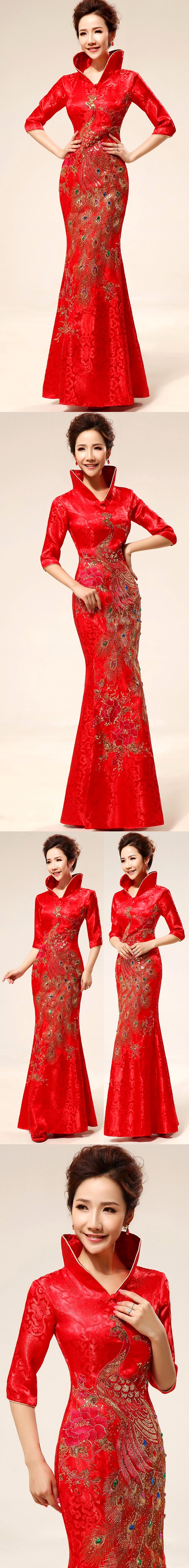 Elbow-sleeve Long Bridal Cheongsam (RM)