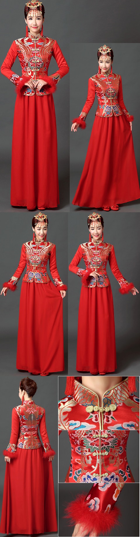 Long-sleeve Long-length Evening-dress / Bridal Cheongsam (RM)