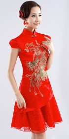 Puff-sleeve Short-length Bridal Cheongsam (RM)