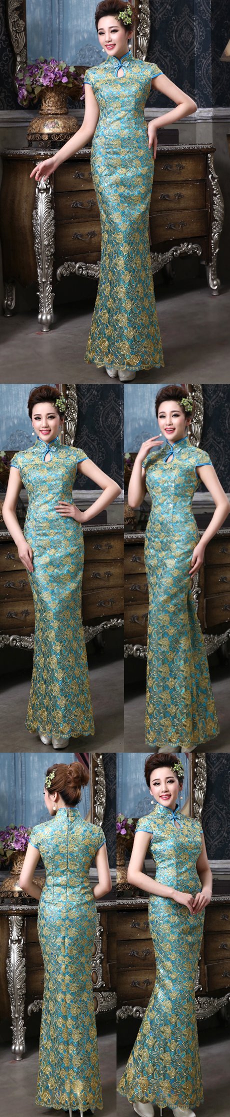 Cup-sleeve Long-length Bridal Cheongsam (RM)