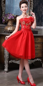 Bare-shoulders Short-length Bridal Cheongsam (RM)