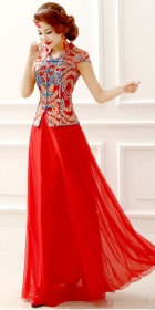 Cup-sleeve Long-length Evening-dress Cheongsam (RM)