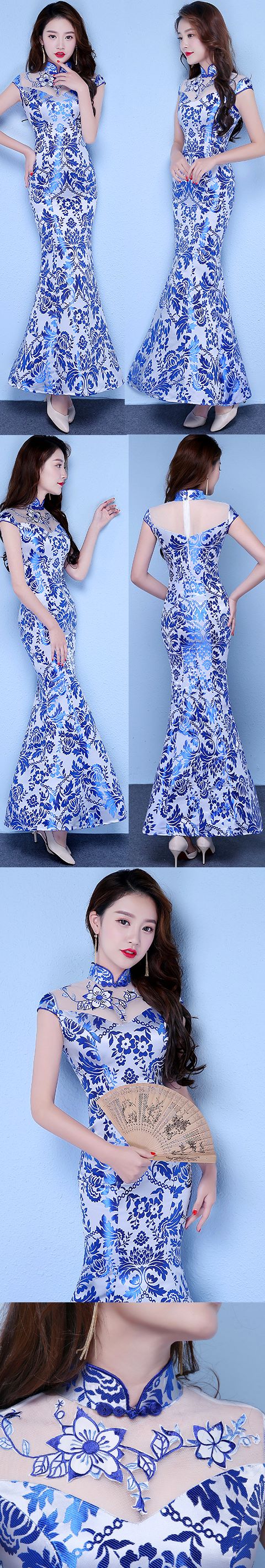 Cup-sleeve Long-length Evening-dress Cheongsam (RM)