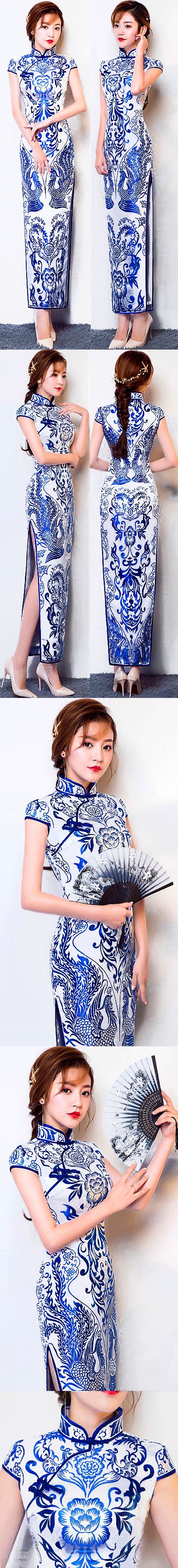 Cup-sleeve Long-length Evening-dress Cheongsam (RM)