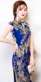 Cup-sleeve Long-length Evening-dress Cheongsam (RM/CM)