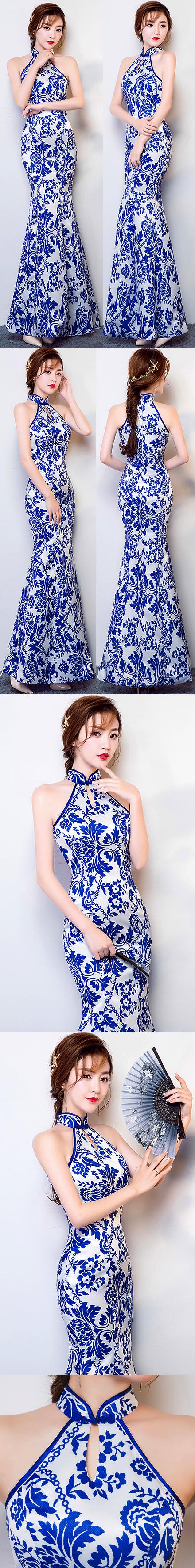 Cut-in-shoulder Long-length Evening-dress Cheongsam (RM)