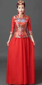 3/4-sleeve Long-length Evening-dress / Bridal Cheongsam (RM)