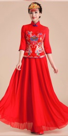 Elbow-sleeve Long-length Bridal Cheongsam (RM)