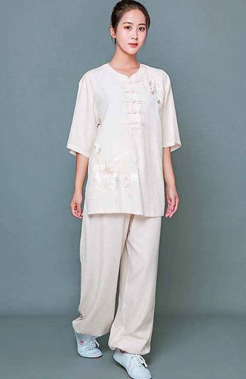 Mid-sleeve Embroidery Linen Taichi Kungfu Uniform (RM)